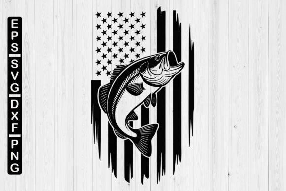 Bass Fishing American Flag SVG