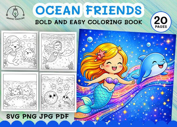Bold Easy Ocean Friends Coloring Pages Graphics