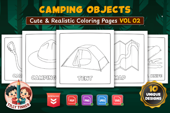 Camping Objects Coloring Pages Vol 02