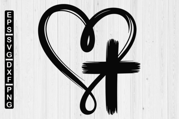 Christian Heart with Cross SVG