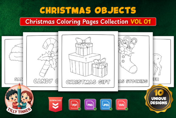 Christmas Objects Coloring Pages Vol 01 Graphics