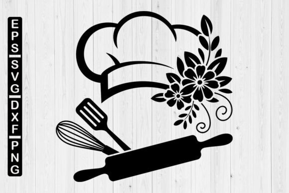 Cooking SVG, Floral Chef Graphics for Crafts