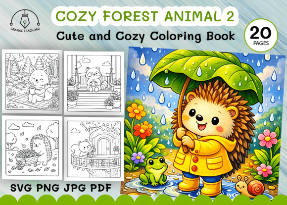Cozy Forest Animals Cute Coloring Book: Graphics & Coloring Pages