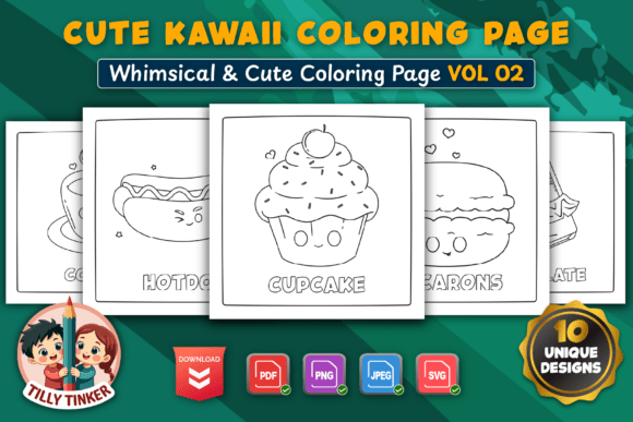 Cute Kawaai Coloring Pages Vol 02: Graphics for Playful Branding