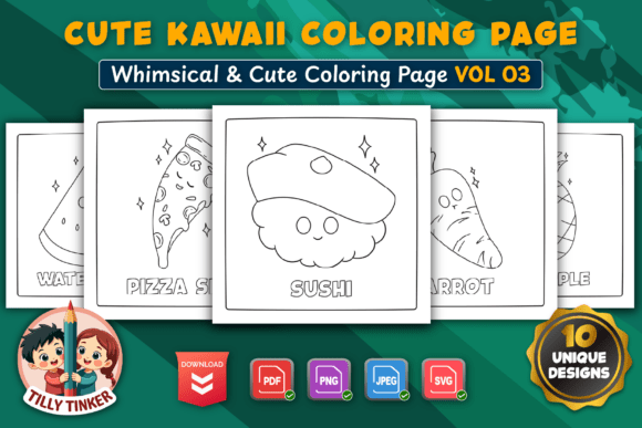 Cute Kawaai Coloring Pages Vol 03: Graphics & Coloring Pages