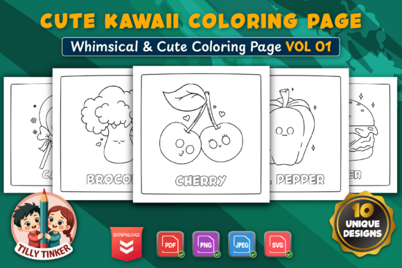 Cute Kawaii Coloring Pages Vol 01 Graphics