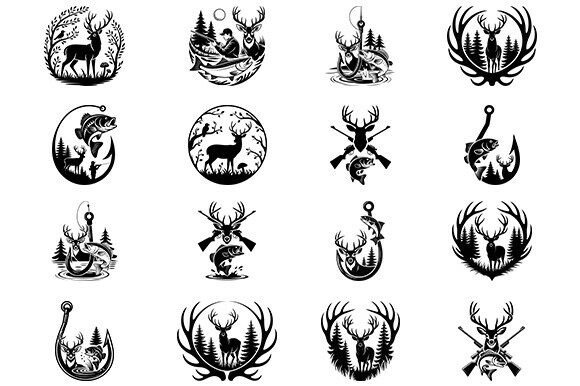 Deer Hunting SVG & Bass Fishing Bundle: Graphics for Crafts