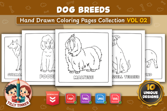 Dog Breeds Coloring Pages Vol 02 Graphics