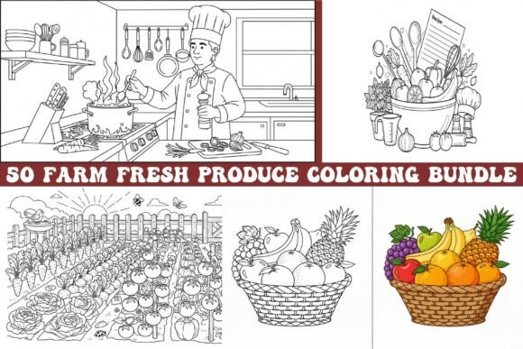 Farm Fresh Produce Coloring Pages Graphics