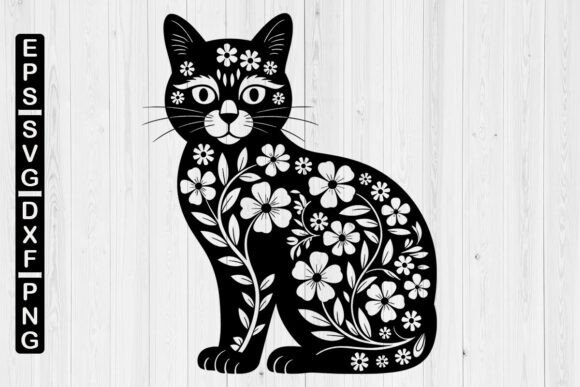 Floral Cat SVG: Graphics for Crafts & Creative Brands