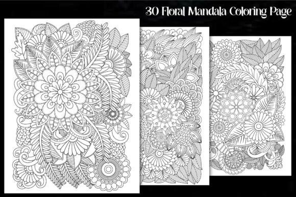 Floral Mandala Coloring Pages Bundle: Graphics & Coloring Pages