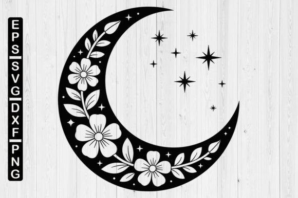Floral Moon SVG: Mystical Graphics for Crafts & Local Brands