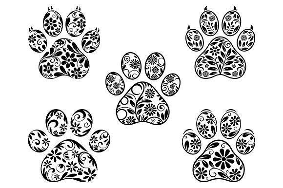 Floral Paw Print SVG: Graphics for Crafts & Branding