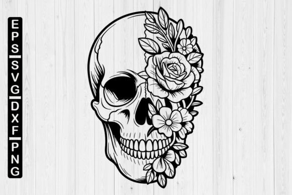 Floral Skull SVG: Skull Flower, Skull