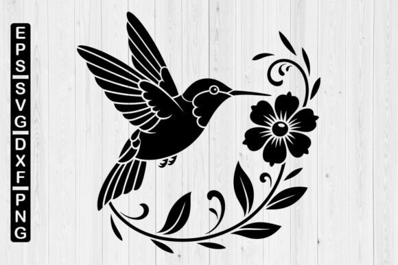 Flower Humming Bird SVG Graphics for Crafts