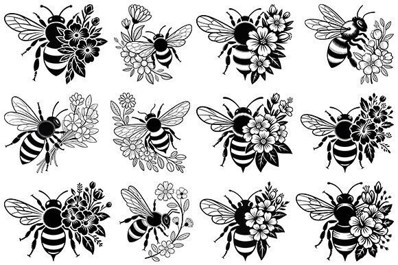 Flowers Bee SVG Bundle: Graphics for Crafts