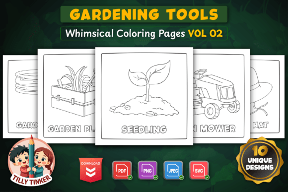 Gardening Tools Coloring Pages Vol 02 Graphics