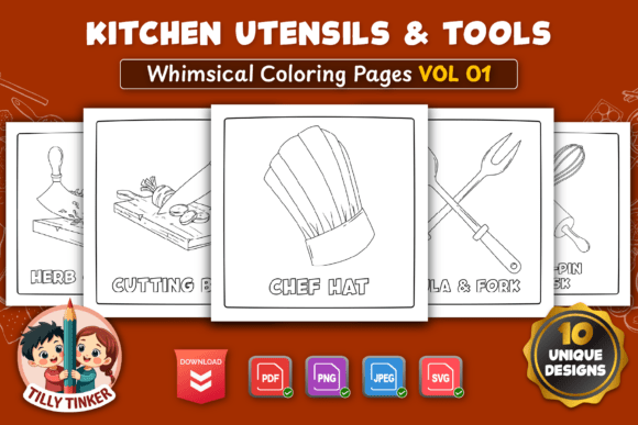 Kitchen Utencils Tools Vol 01: Graphics & Coloring Pages