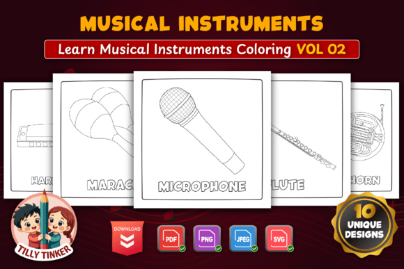 Musical Instruments Coloring Pages Vol 02 Graphics