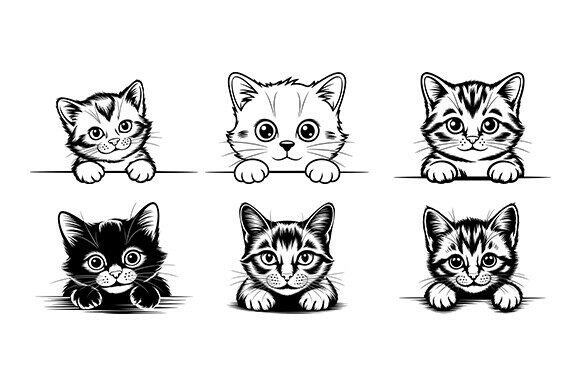 Peeking Cat SVG Bundle: Graphics for Crafts