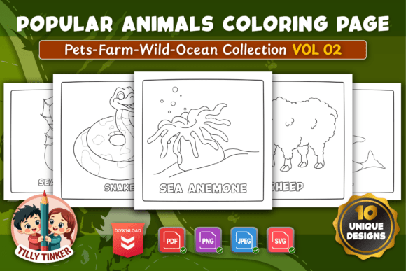 Popular Animals Coloring Pages Vol 02 Graphics