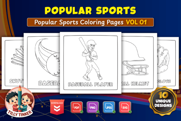Popular Sports Coloring Pages Vol 01: Graphics for Real Publishing