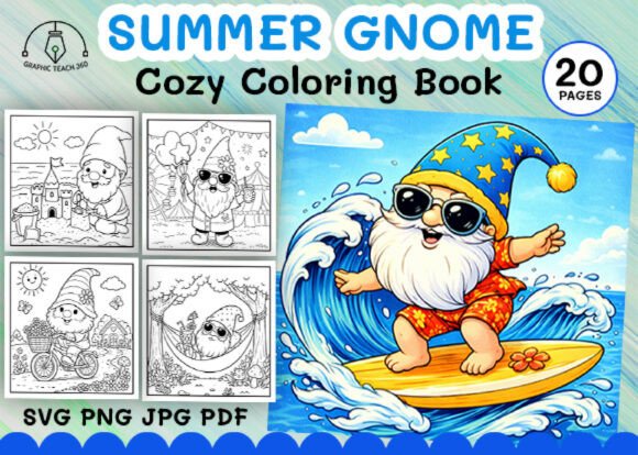 Summer Gnome Coloring Pages Graphics